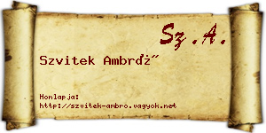 Szvitek Ambró névjegykártya